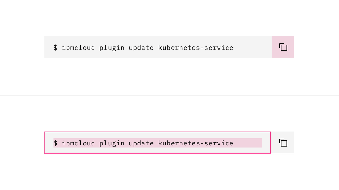 Single line code snippet click targets Single line code snippet click targets