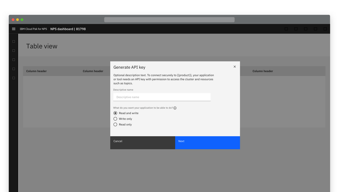 Example of an API key being generated Example of an API key being generated