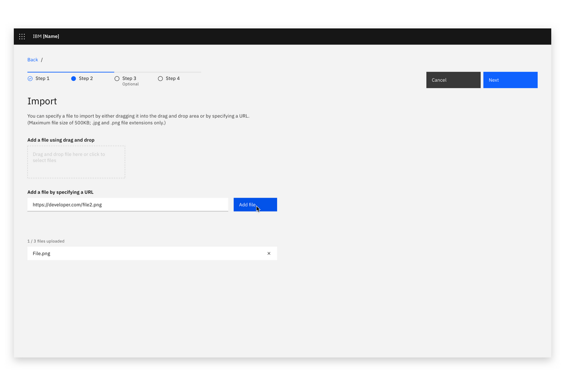 Example of importing with a URL Example of importing with a URL