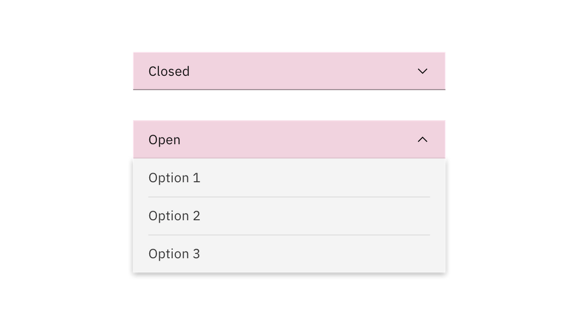Dropdown closed and open state click targets. Dropdown closed and open state click targets.