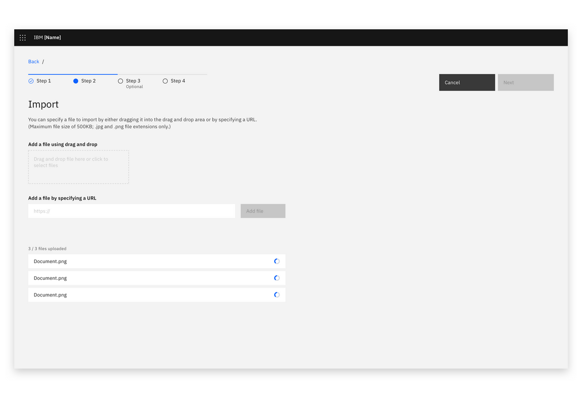 Example of files loading into the import dialog Example of files loading into the import dialog