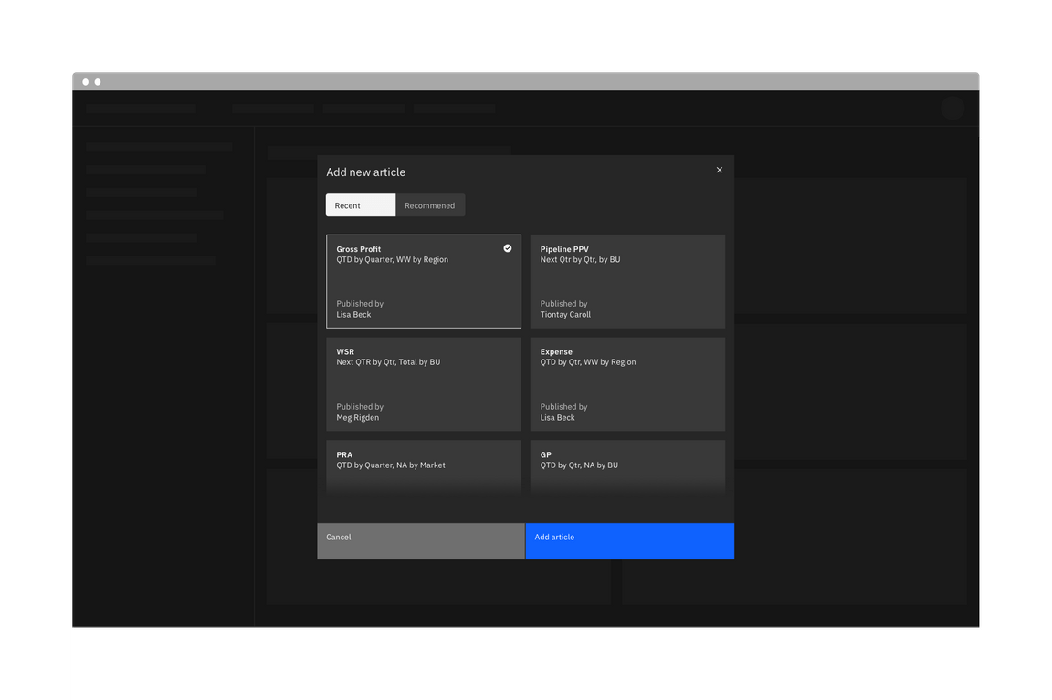 Example of a content switcher Example of a content switcher