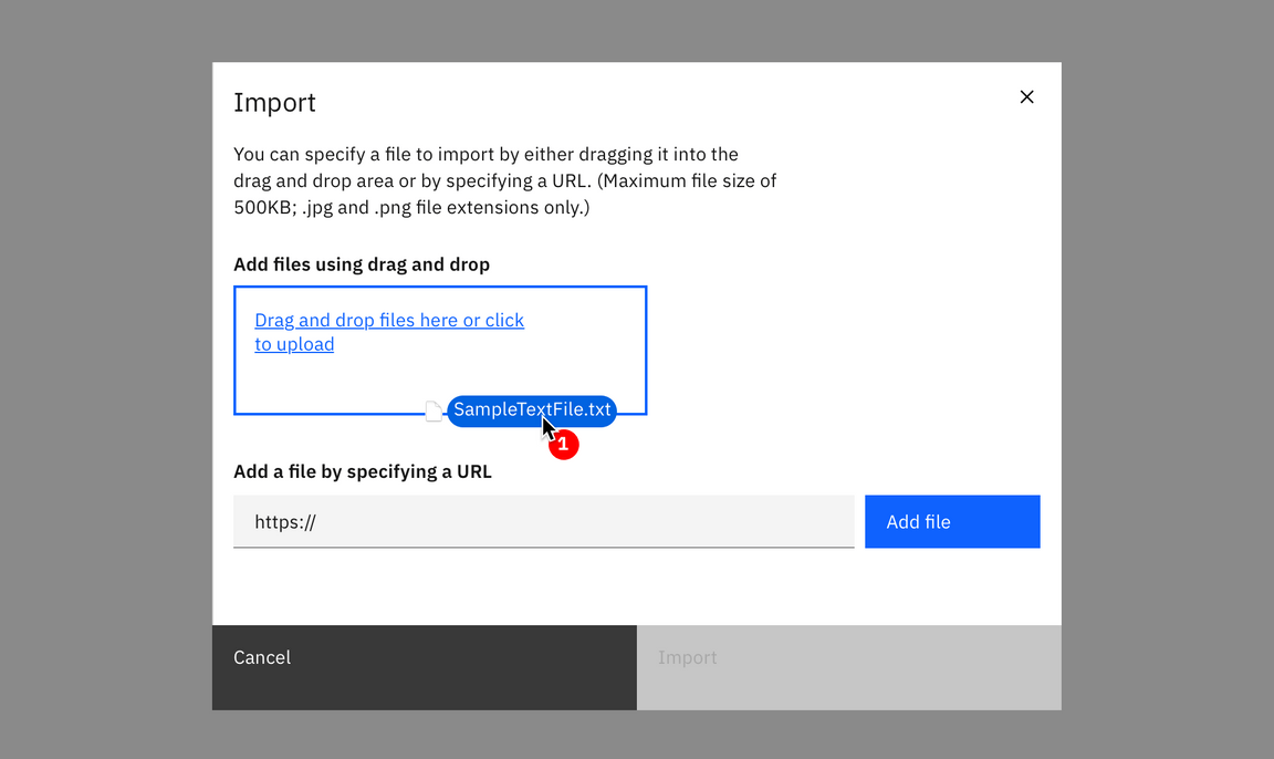 Example of drag and drop file import Example of drag and drop file import
