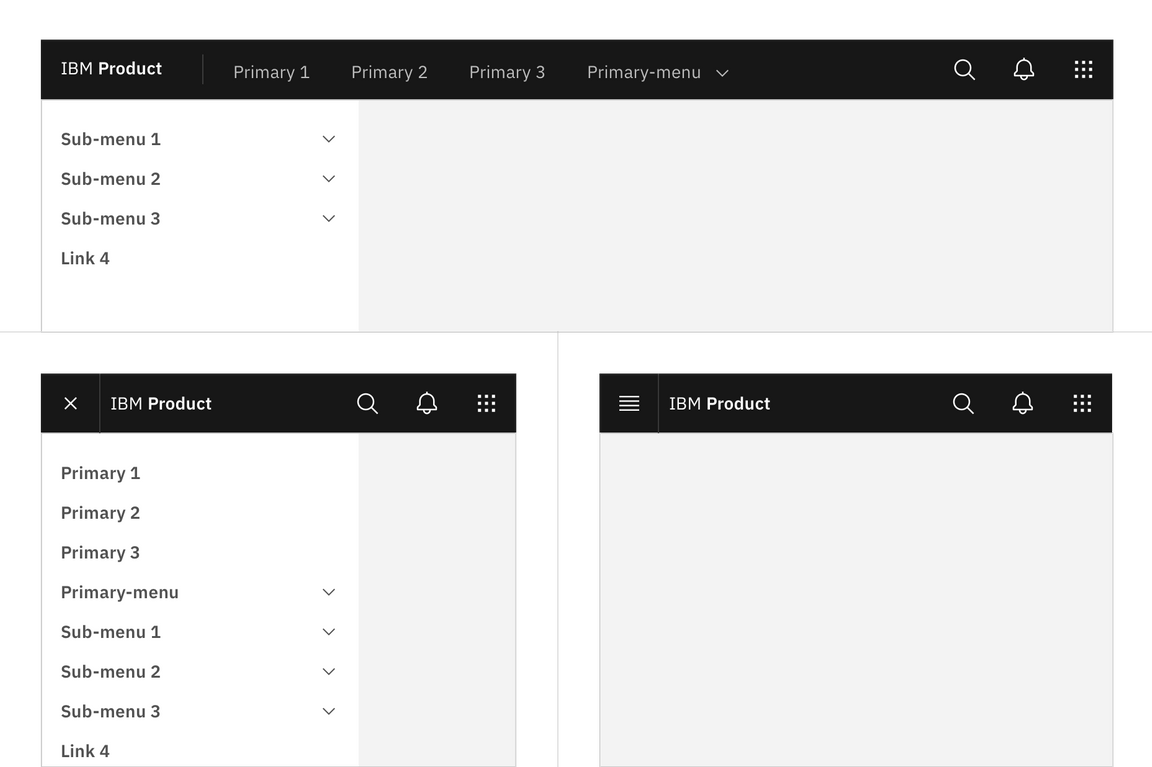 An example of the header responding to different screen sizes. An example of the header responding to different screen sizes.