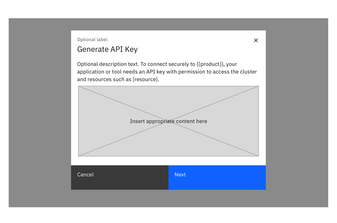 Many components can be implemented in the modal content space. Many components can be implemented in the modal content space.